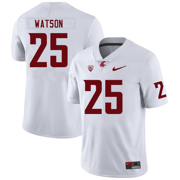 Men #25 Nakia Watson Washington State Cougars College Football Jerseys Sale-White